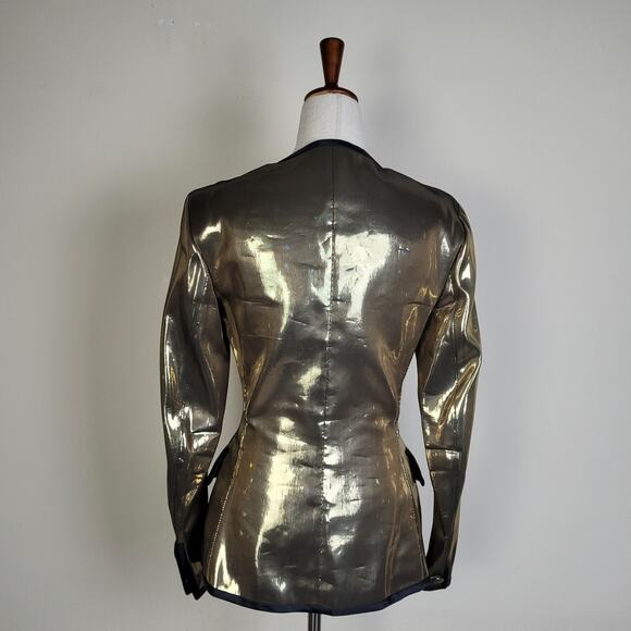 Vintage JOOP Jacket EU38 US6 Gold Metallic Silk Blazer 90s Avant Garde Bold Glam - Picture 4 of 9